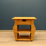 Rattan table with drawer and magazine holder