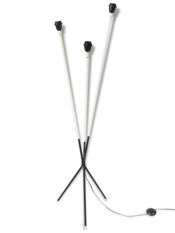 Lampadaire triple en scoubidou blanc 1950 vintage 50's rockabilly années 50 — Beyit