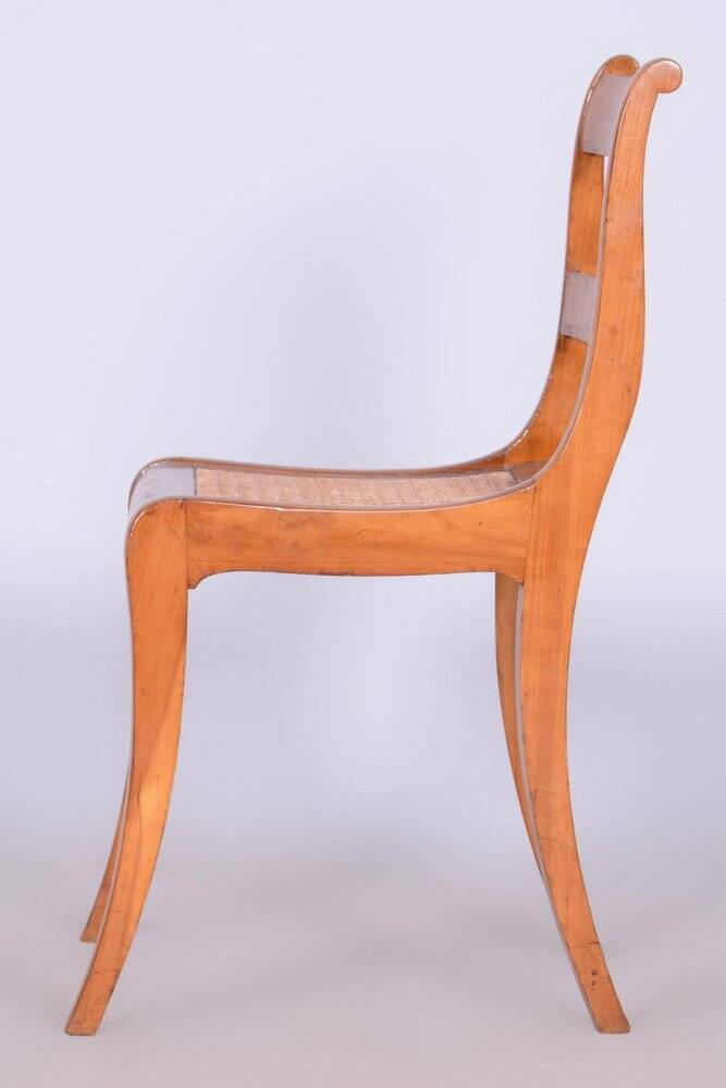 Biedermeier Chair in Cherry Tree & Rattan, Austria, 1830s