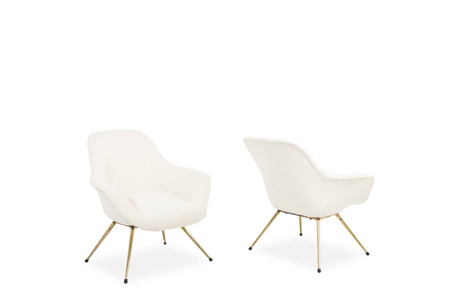 Pair of cocktail armchairs in gilded brass. 1960s.