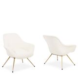 Pair of cocktail armchairs in gilded brass. 1960s.