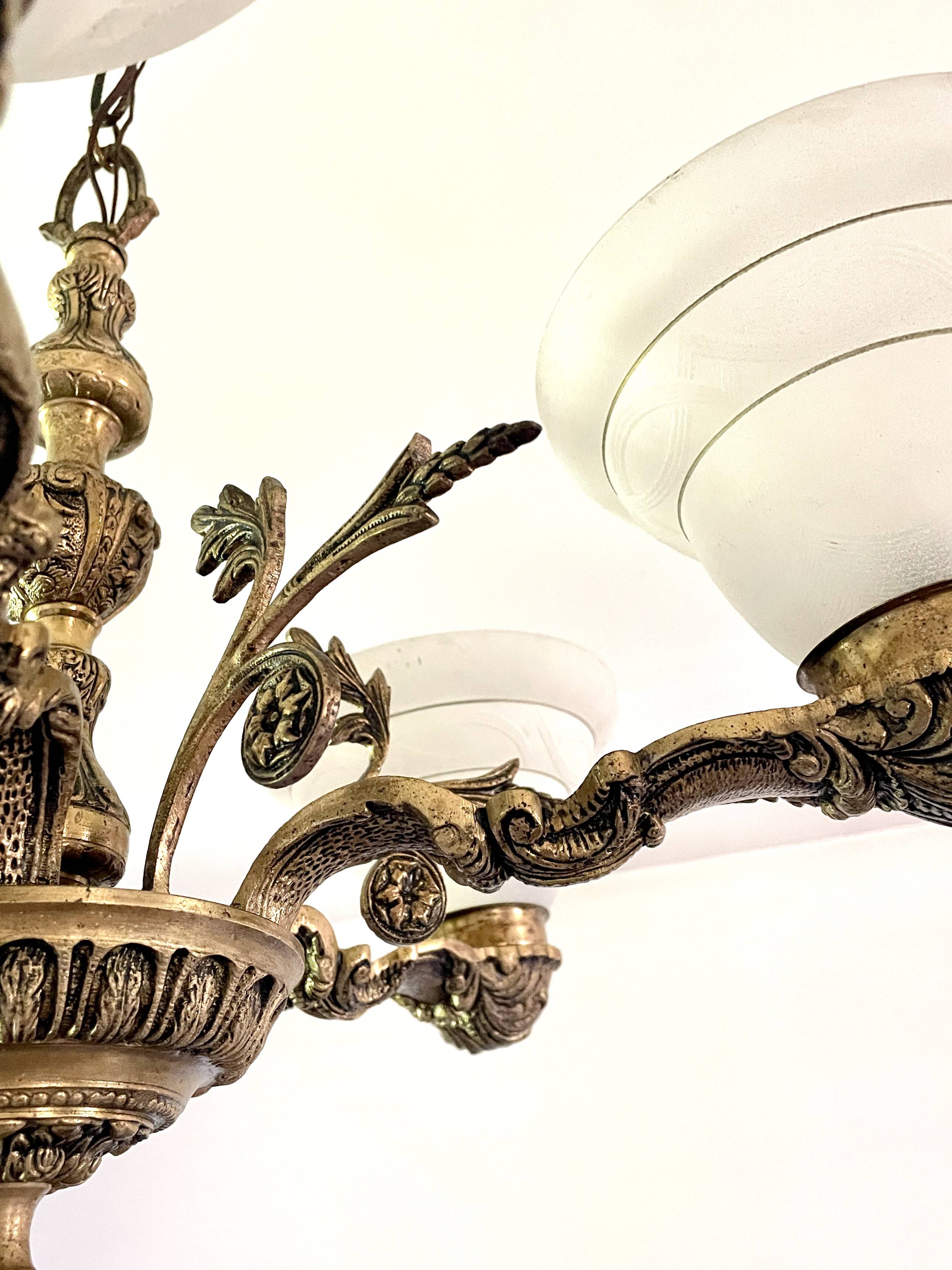 Bronze neoclassical chandelier with 6 lights
