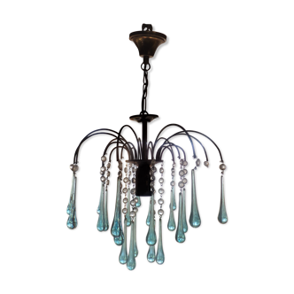 Lustre blue drops pampilles
