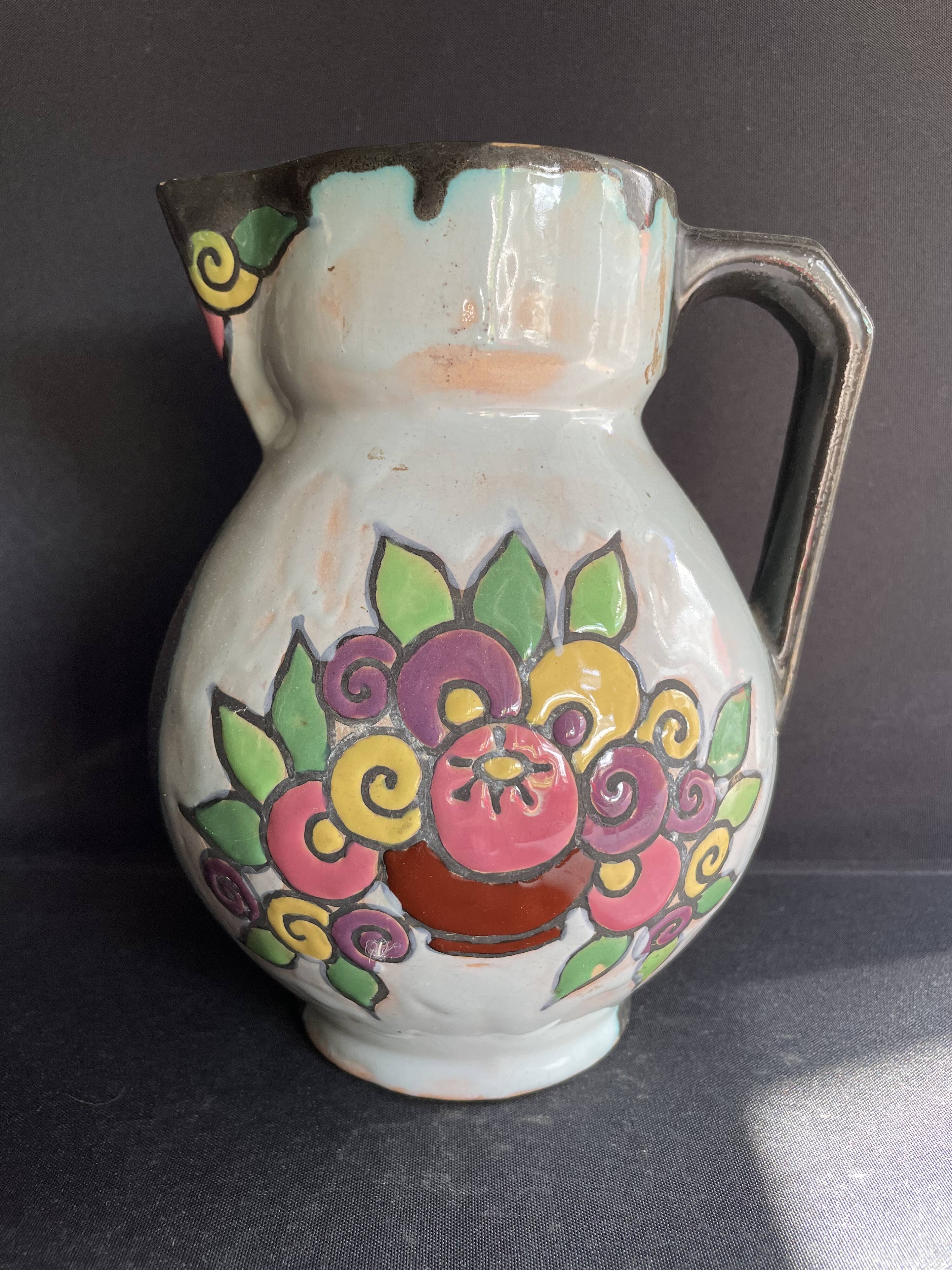 Enamelled jug – Desvres earthenware – Henri Delcourt (1872-1963)