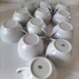 12 White Porcelain Cups