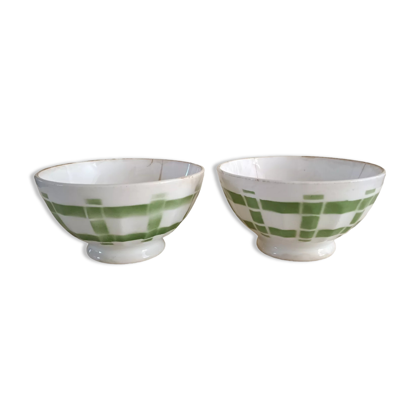 2 faceted iron earth bowls
