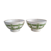 2 faceted iron earth bowls