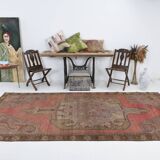 5x11 Rug For Living Room Red Brown Turkish Vintage Rug 150x338Cm