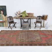 5x11 Rug For Living Room Red Brown Turkish Vintage Rug 150x338Cm