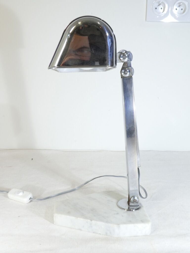 Art deco office lamp in chrome metal