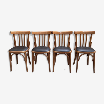 Suite of 4 black seated bistro chairs