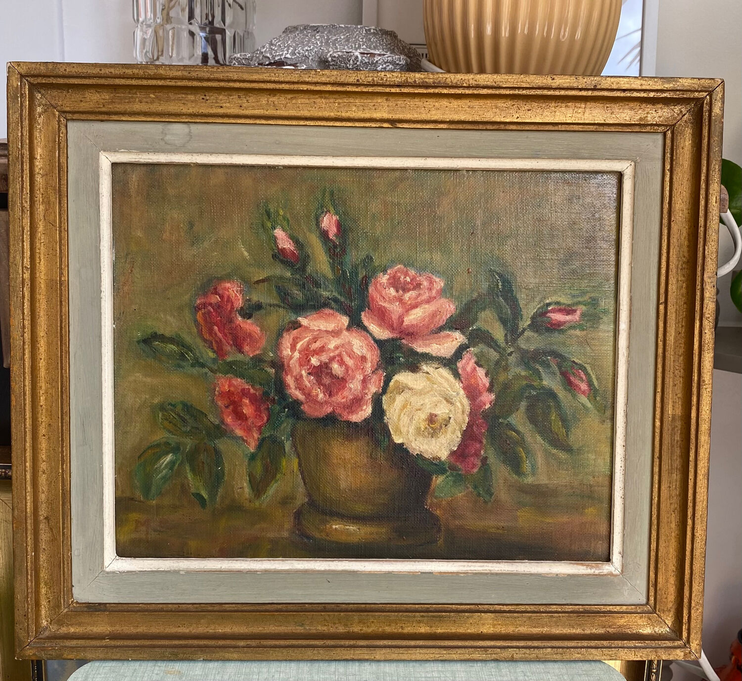 Peinture nature morte bouquet de roses