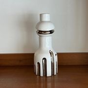 Decorative Ceramic Vase , white glazed, Scultptural Totem, 1970's Ceramic