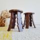 Paire de tabourets en bois - chevets brutalistes