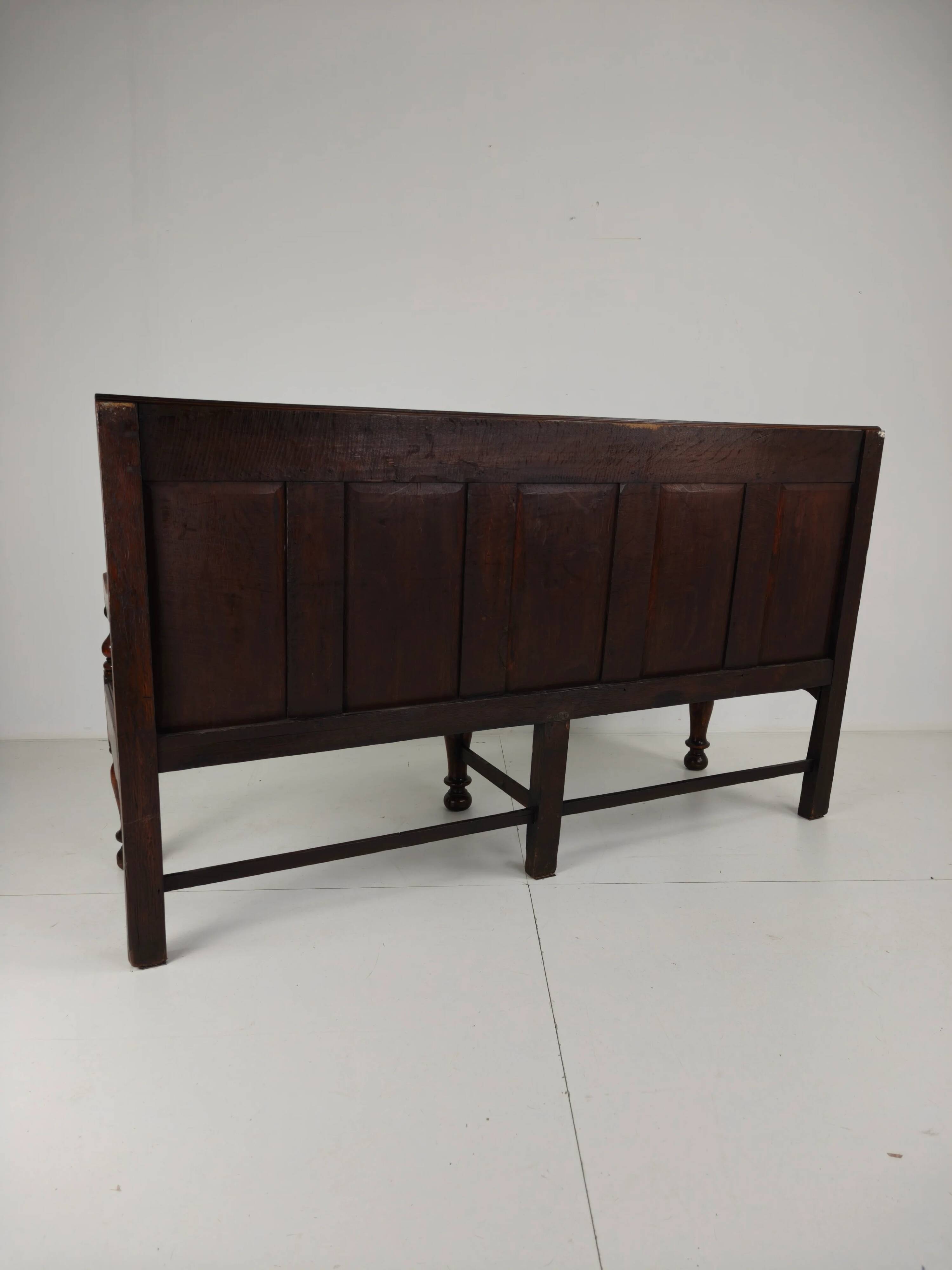 18th century Georgian oak settle bench – dated circa 1790