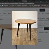 Tripod coffee table in wood and two-tone marquetry Scandinavian design 50s-60s