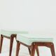 Vintage children's chair stool in pistachio green, mid-century modern design.