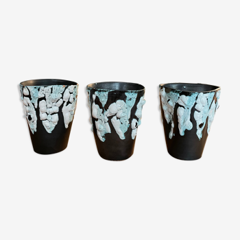 Set of 3 ceramic cups/mugs from Vallauris