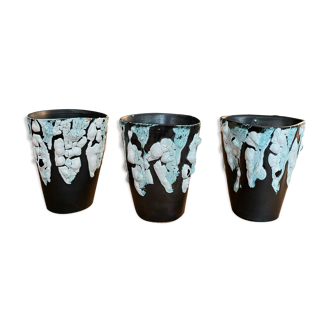 Set of 3 ceramic cups/mugs from Vallauris