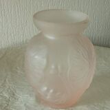 Glass vase press mold pink floral art deco decor
