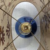 Lampe en grès émaillé bleu indigo et résine vers 1960