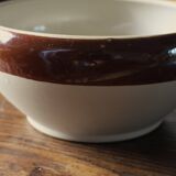 Vintage two-tone glazed stoneware salad bowl Digoin