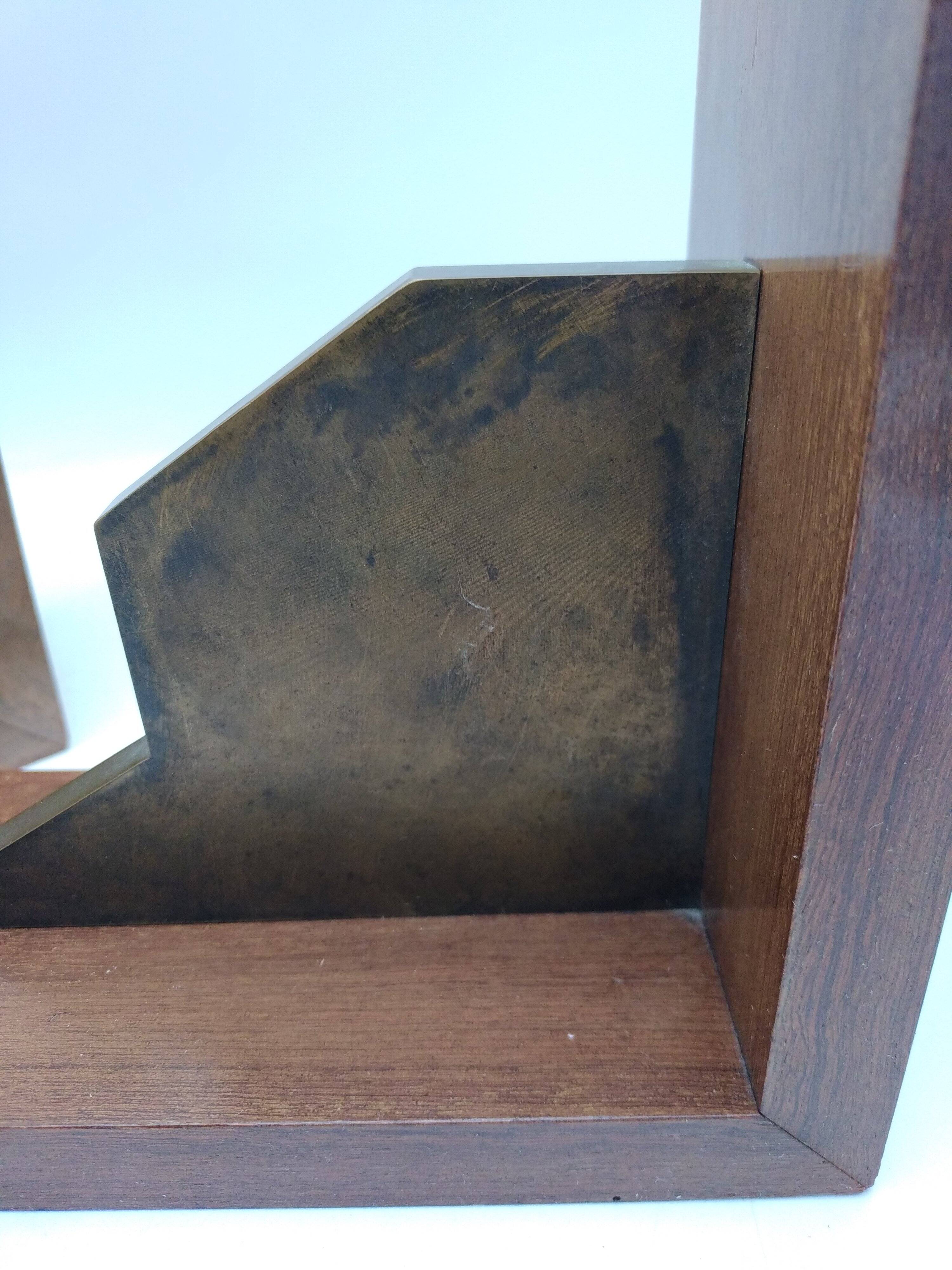 Pair of Breton couple bookends in bronze and wood.