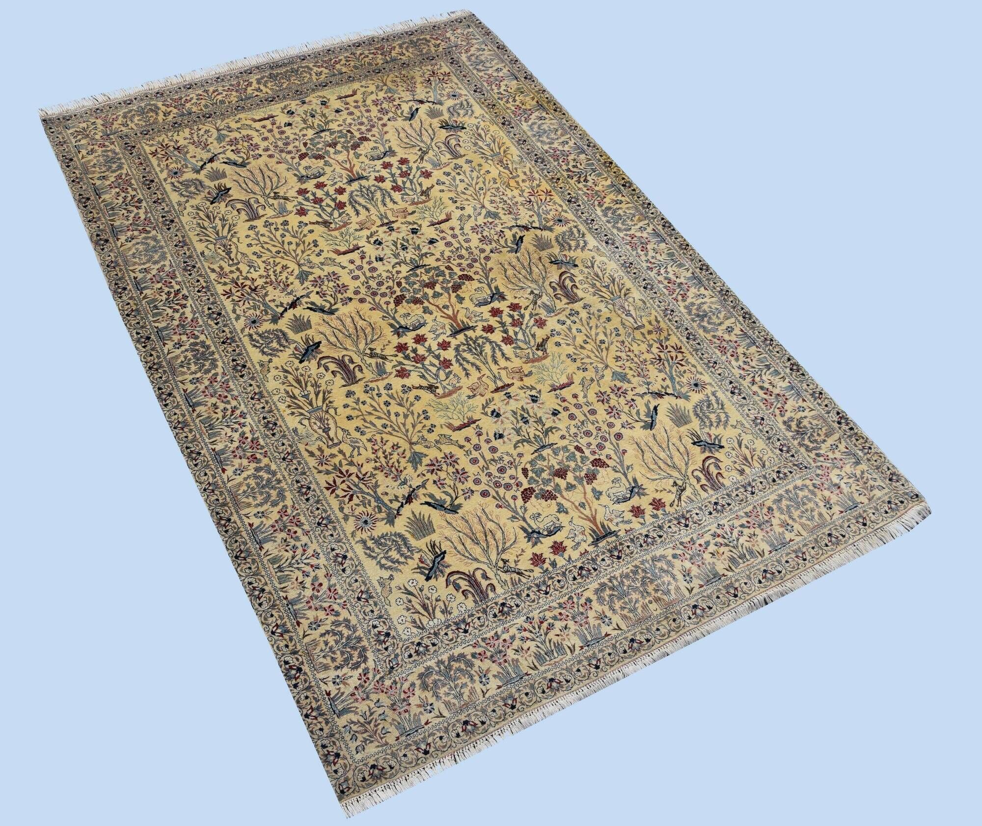 Persian Nain Iran Wool and Silk Rug Circa 1960" Handmade - 1.60 x 2.30 Meters