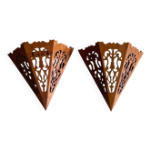 Paire d’appliques murales en bois