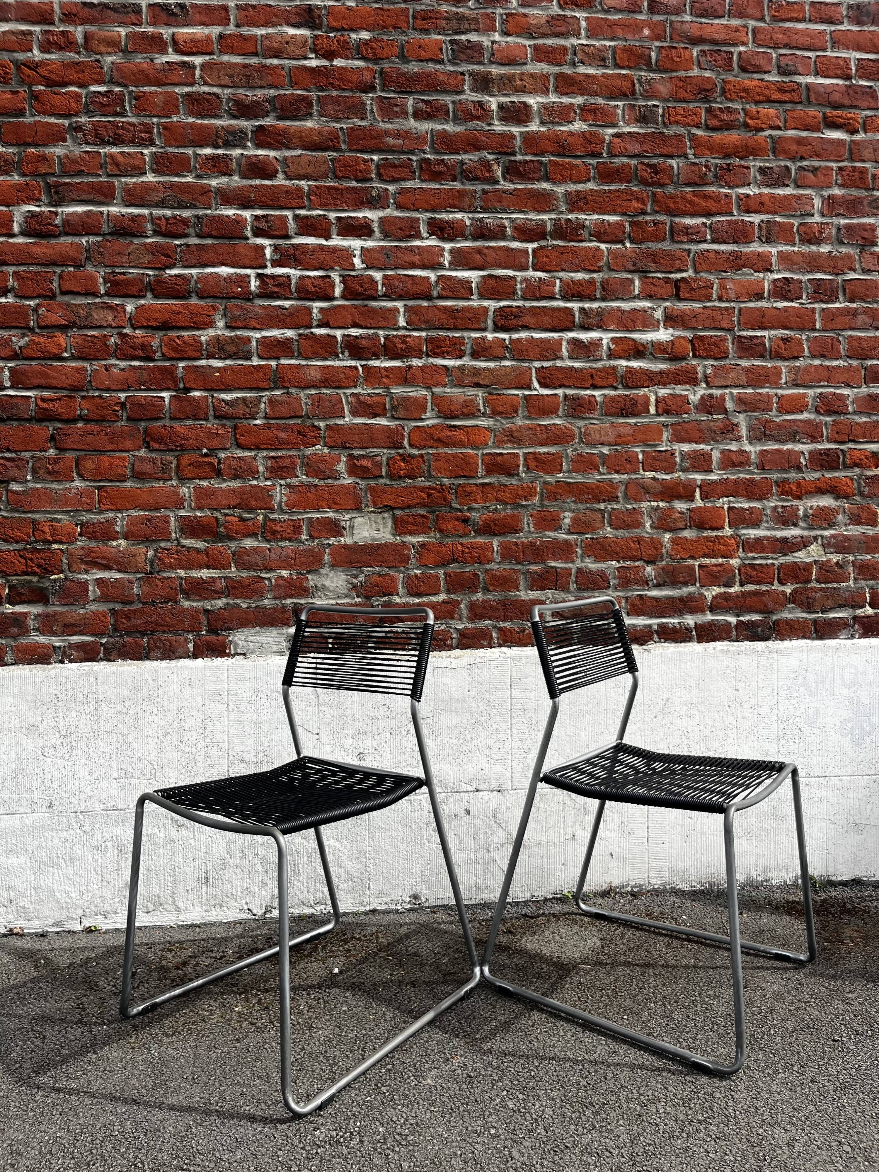 Set of 4 scoubidou chairs, "Melker" model, sled base (vintage IKEA)