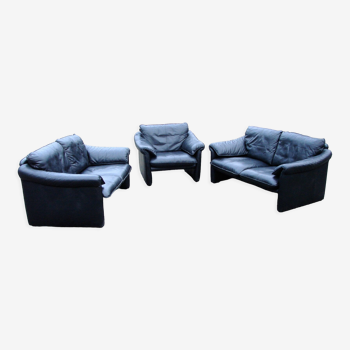Leather set with two sofas and an armchair , WK. Witchen, 1980s