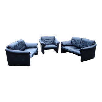 Leather set with two sofas and an armchair , WK. Witchen, 1980s