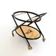 Vintage ebonized beech serving cart with oriental print, italy