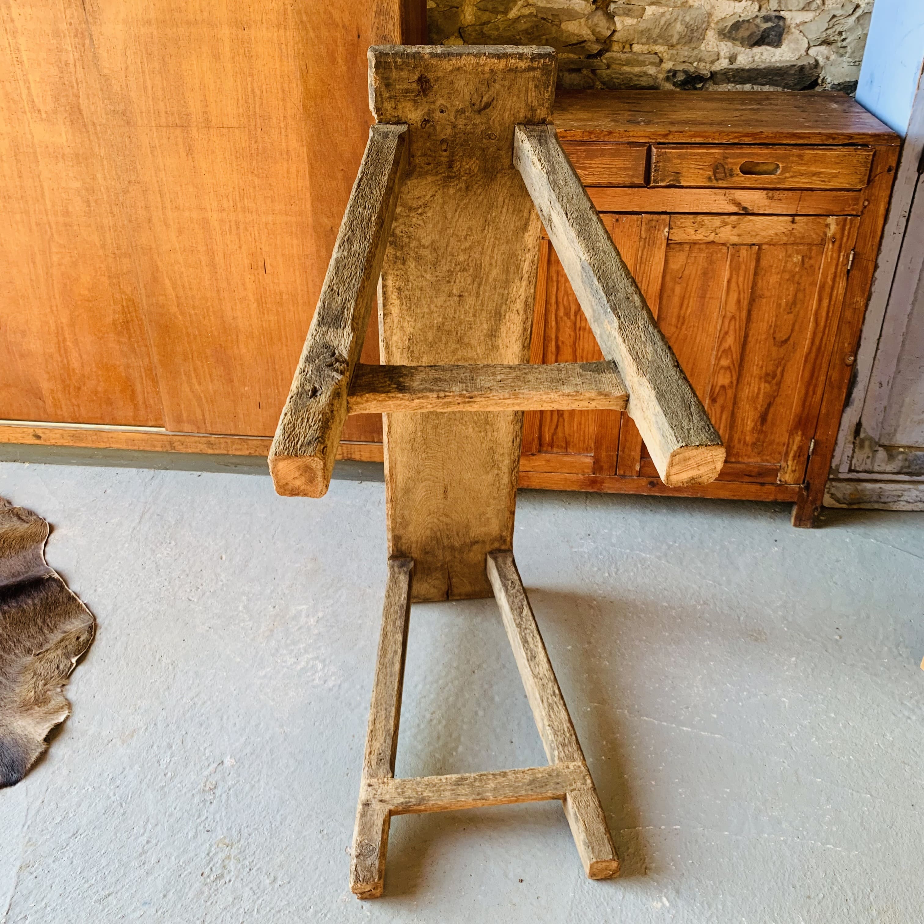 Primitive raw wood console