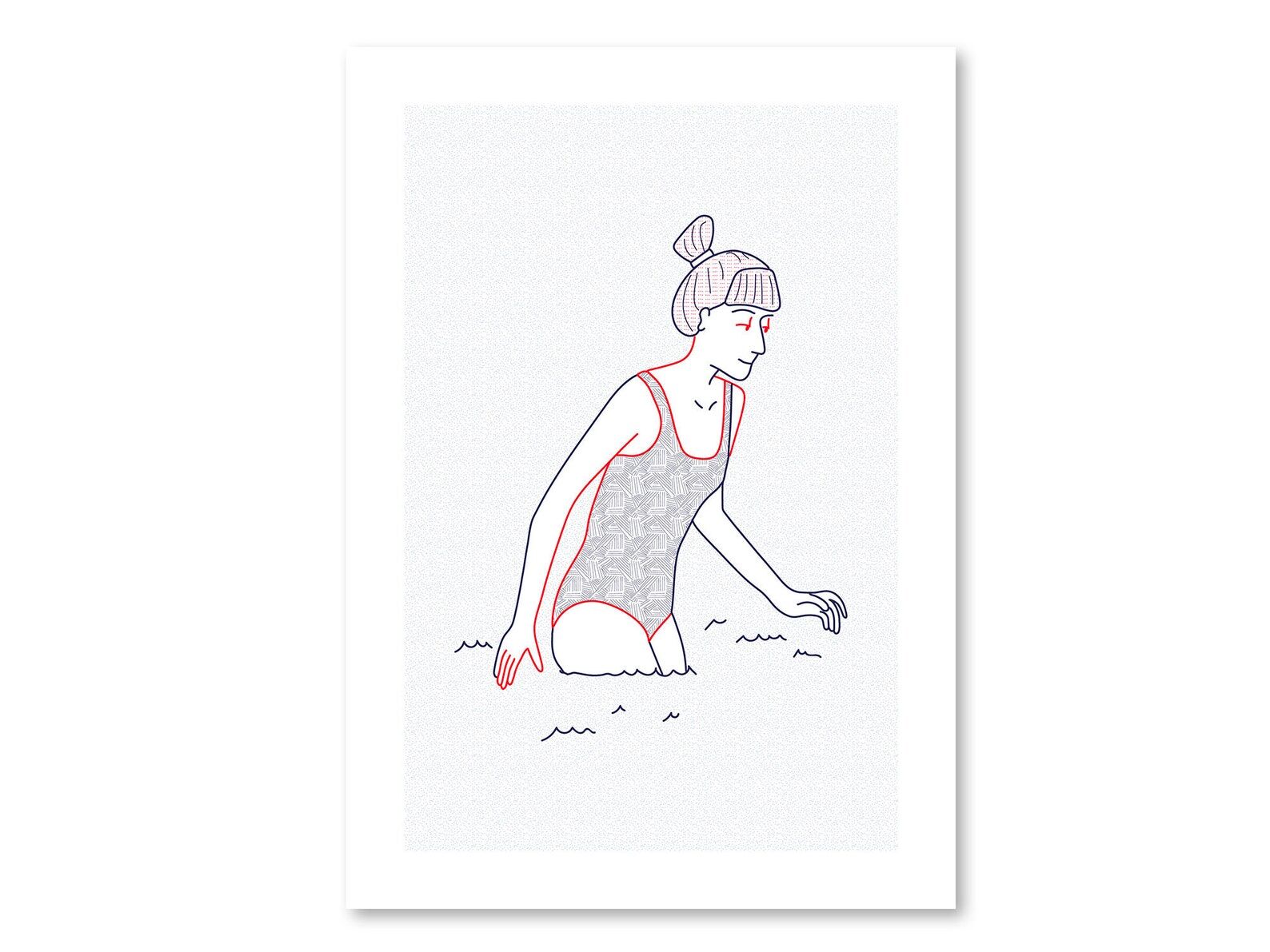 Illustration A4 naiade no. 1/8 brittany bather sea