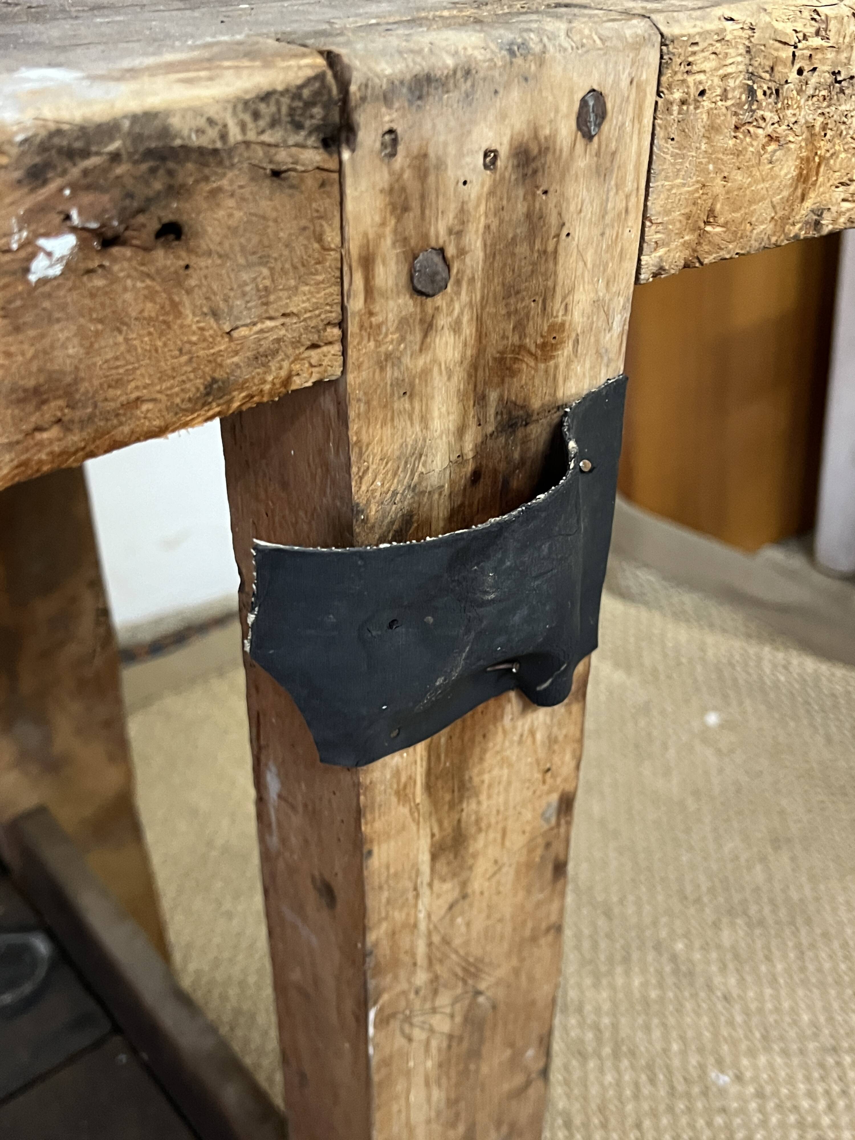 Old wooden craft workbench
