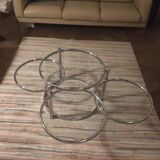 Round coffee table in glass and chrome 4 removable trays