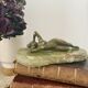 Art Deco female sculpture in bronze with onyx base.