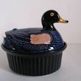 Zoomorphic duck terrine majolica slip