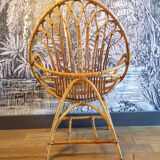 Rattan or wicker egg armchair