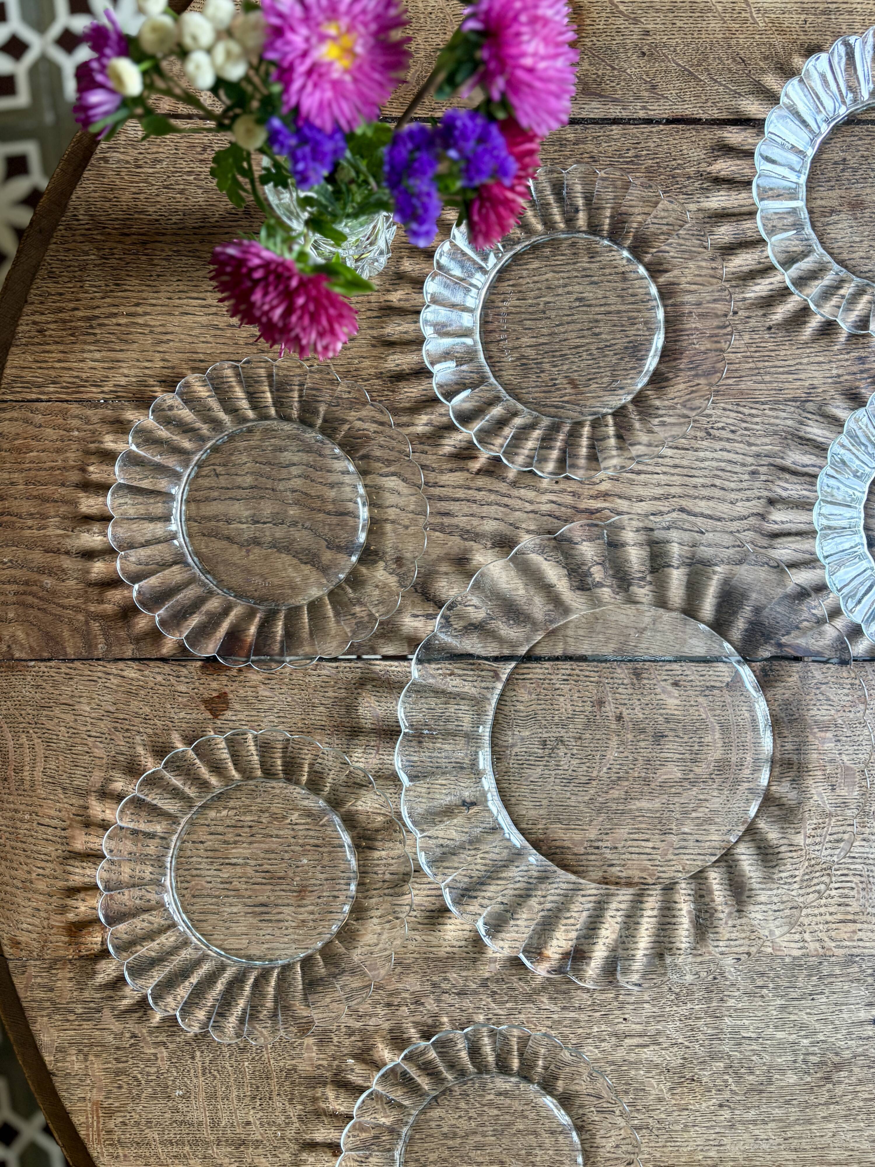 Vintage dessert service in clear glass
