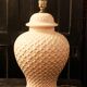 Pair of textured cream ceramic table lamps from Manises.
