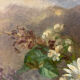 Old painting, still life with daisy roses and wild flowers, signed, early XX century