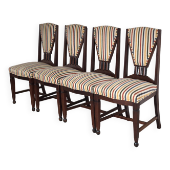 Lot de 4 chaises de salle à manger Art Déco 't Woonhuys de l'école d'Amsterdam Pays-Bas