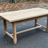 Extendable farmhouse dining table restored in solid oak, 19th century, 180-280cm