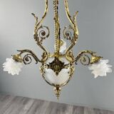 Louis XV style chandelier in bronze and glass, 19th century