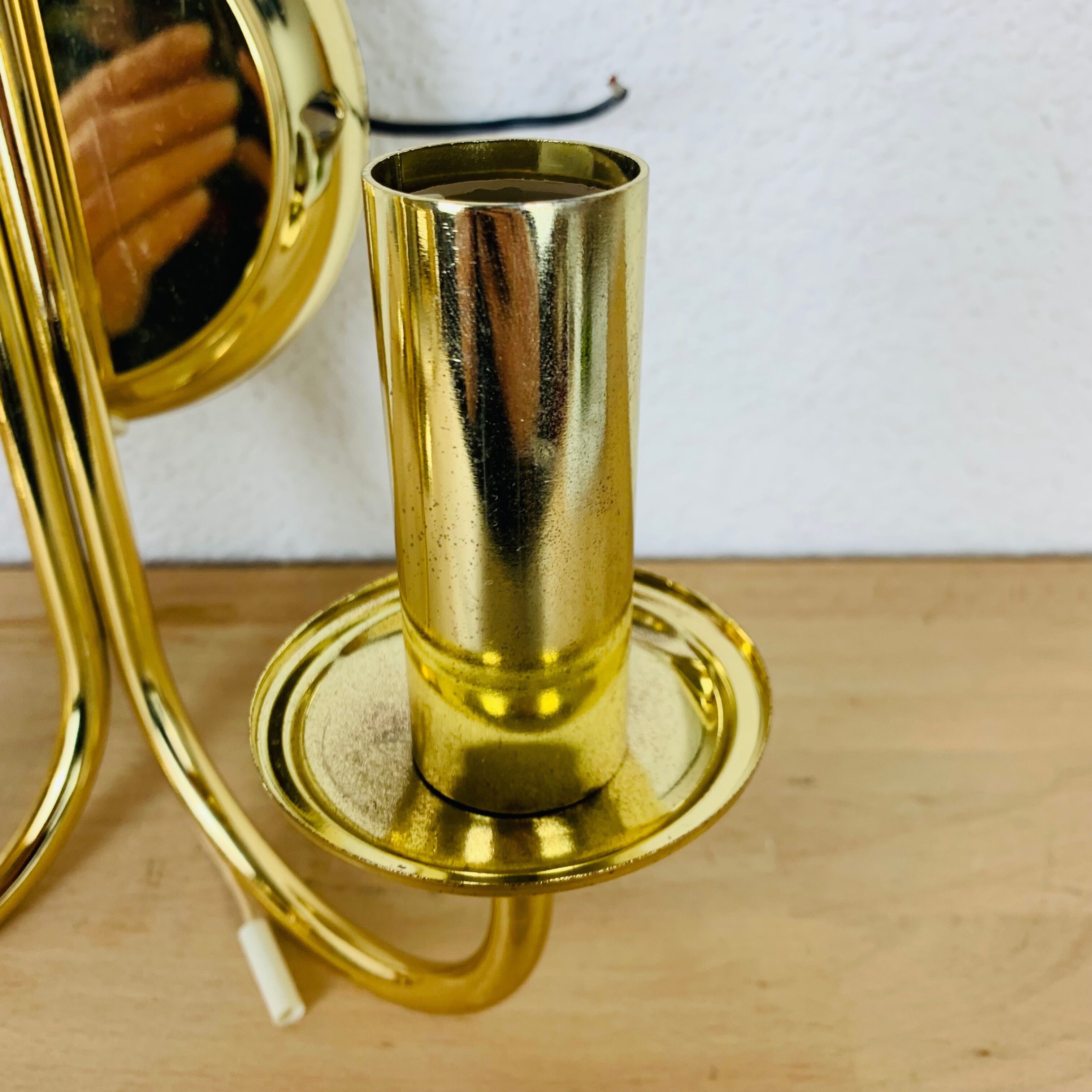 Pair of brass wall lamps Hollywood Regency Je Fassung