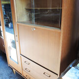 Old wardrobe-secretary in light solid wood