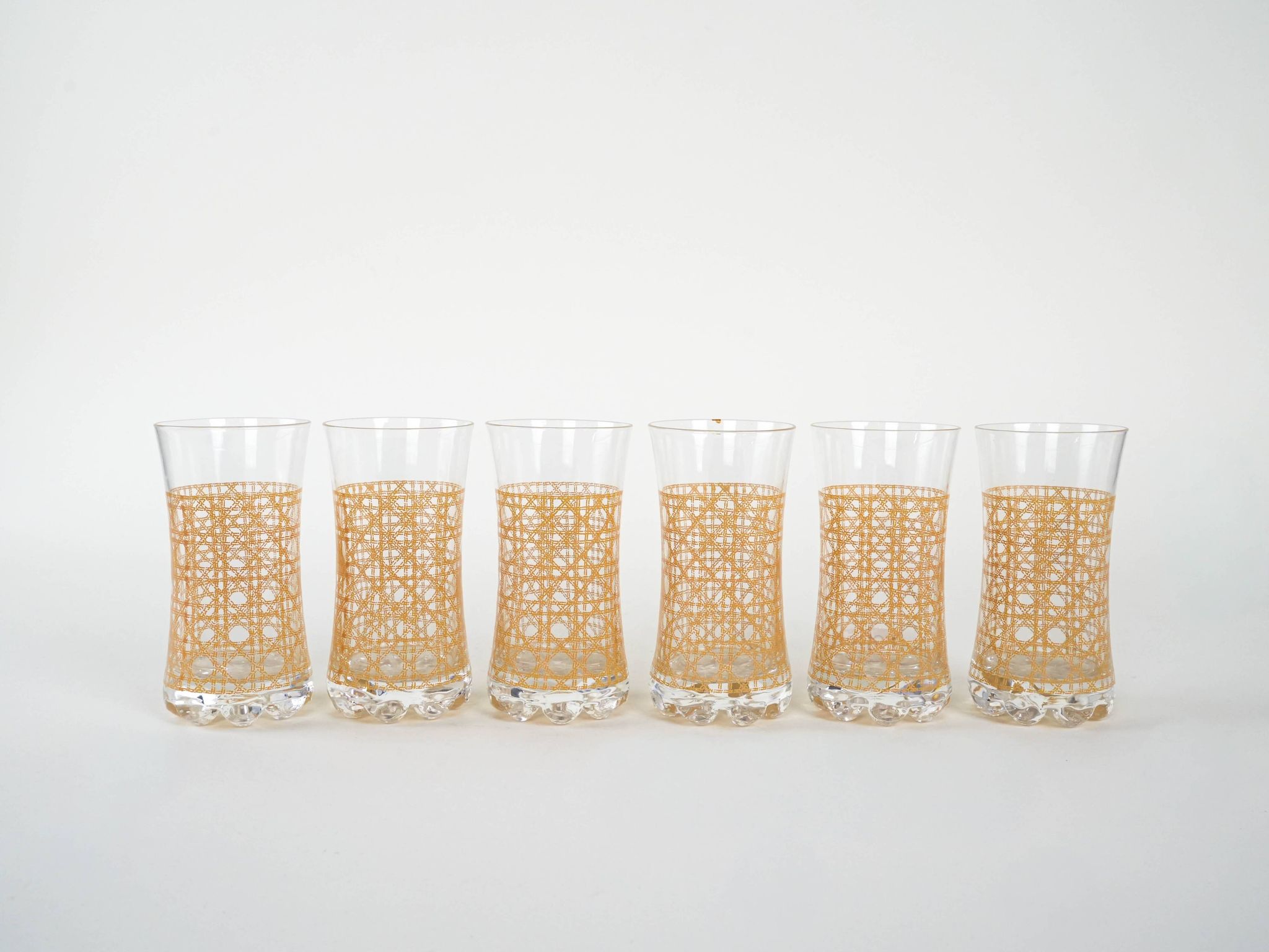 Set of six glasses, Italian design, 1960s, manufactured in Italy