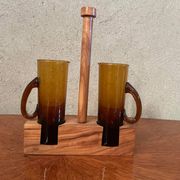 Oil service vinegar vintage wooden display